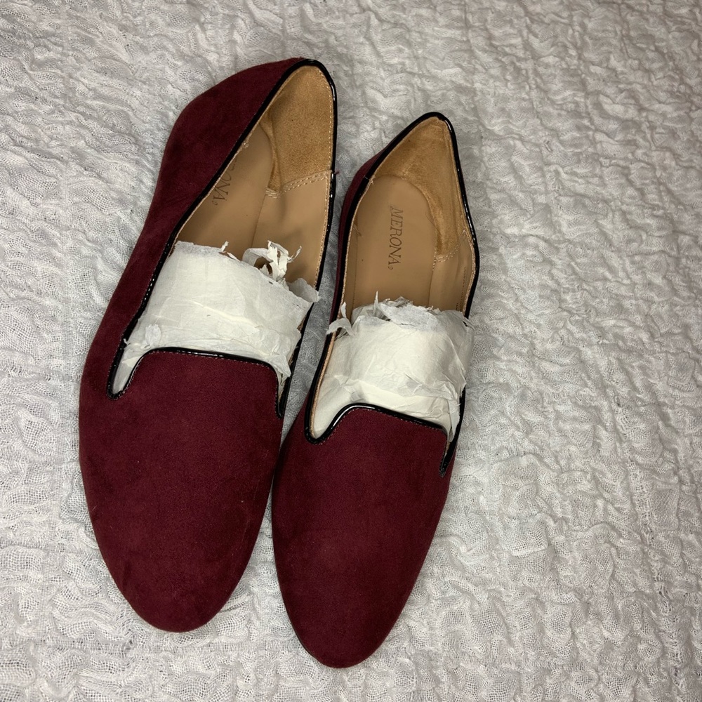 Burgundy flats